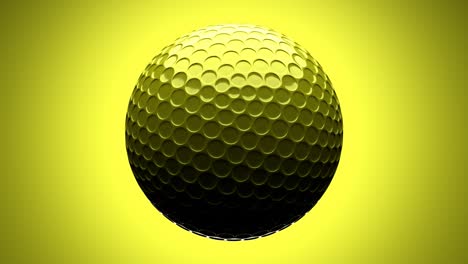 yellow golf ball isolated on yellow background.