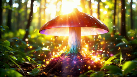 psychedelic magic mushroom in forest made with ai