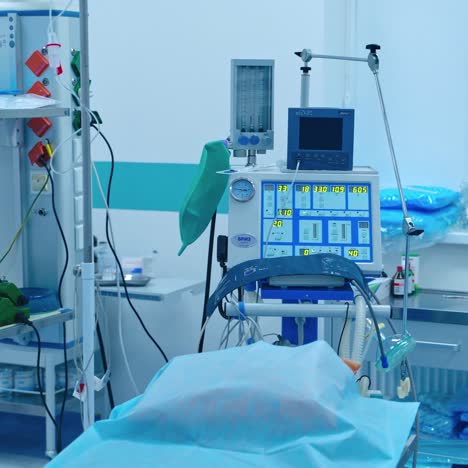 anesthetic machine inside the modern operating room. medical ventilator. medical concept.