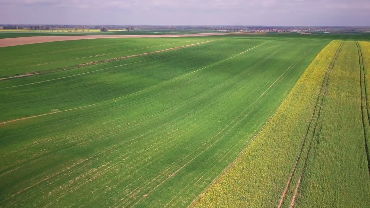 Aerial footage of farming fields in Poland