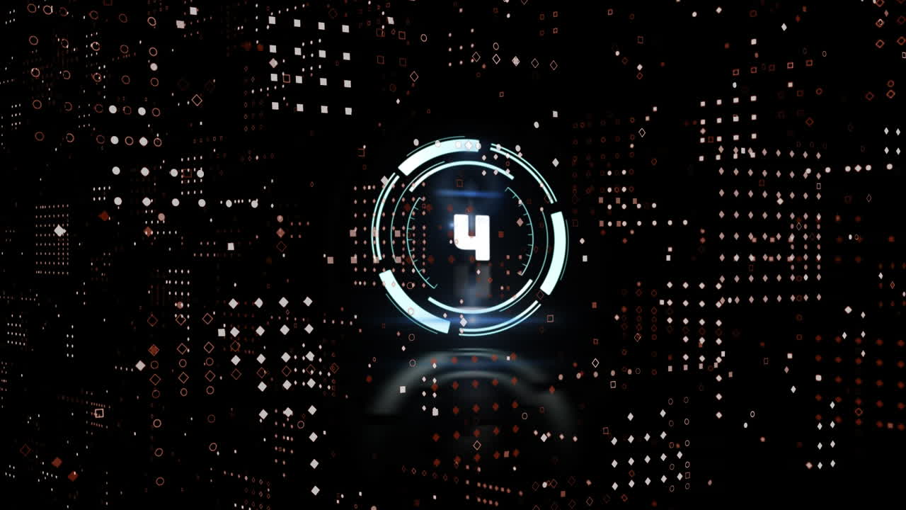 Animation of countdown and rows of white dots