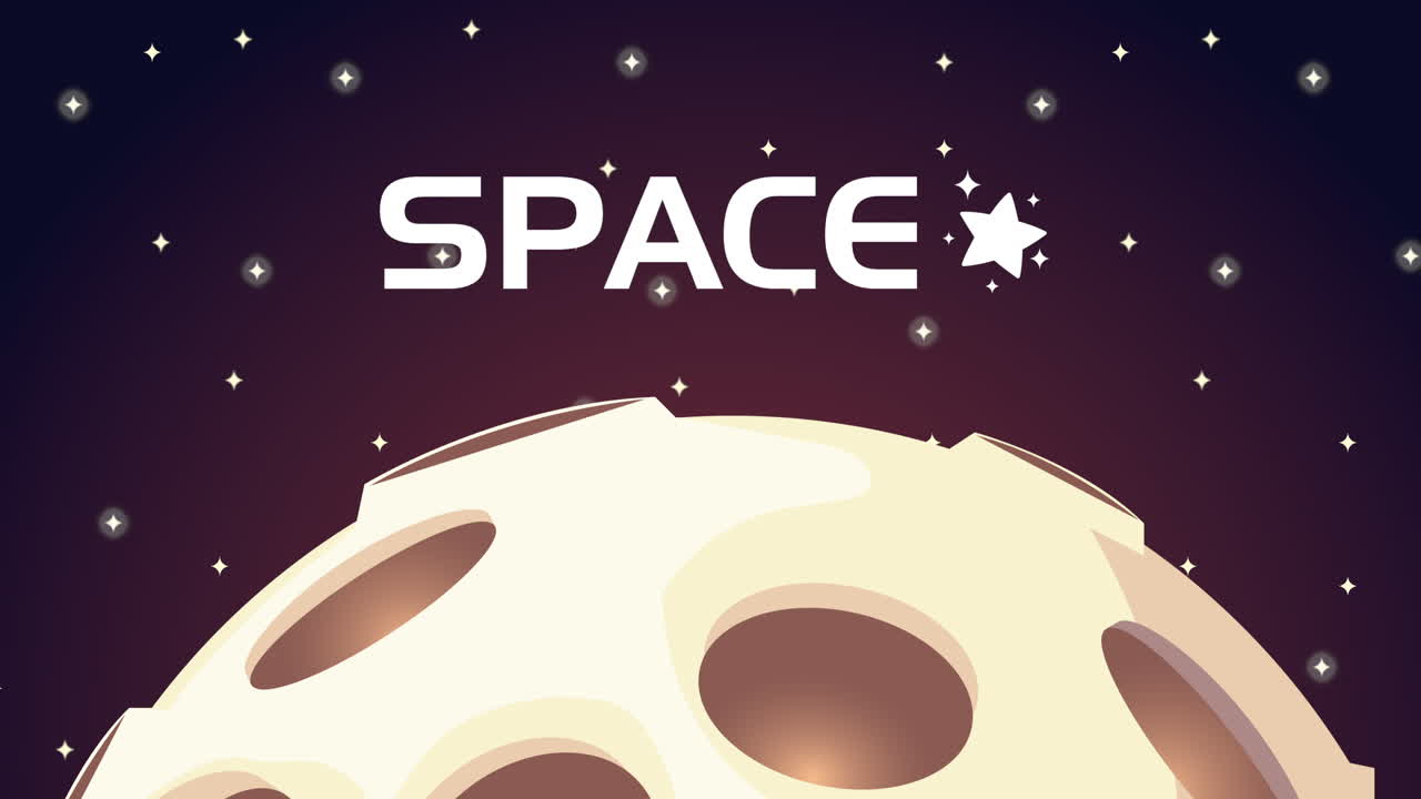 космические надписи с лунной сценой