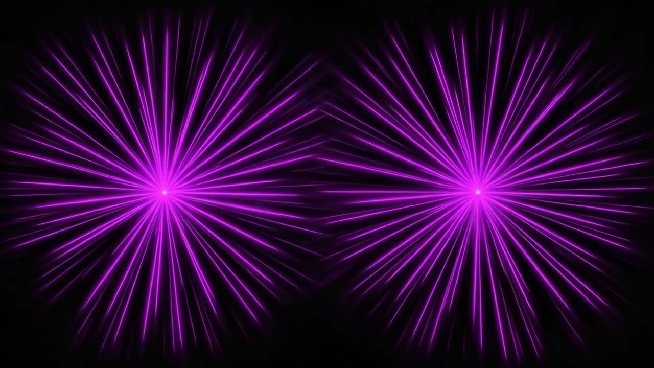 Captivating Dual Purple Light Rays Emanating From Central Points, Creating Stunning Visuals With Dynamic Patterns Against a Dark Background, Showcasing Radiant Energy and Vibrant Colors