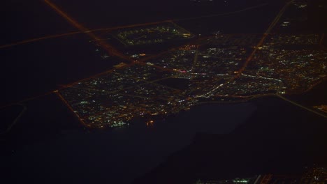 aerial view of a city at night
