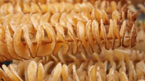 close-up of tornado potato skewers