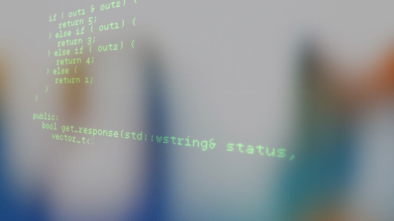Animation of data processing over grey background