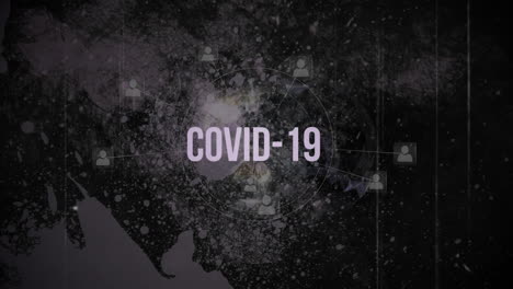 animación del texto de covid 19 a través de la red de conexiones