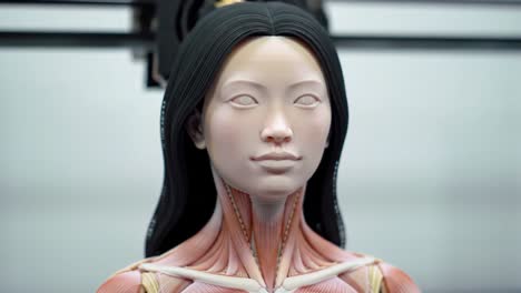 a realistic anatomical model depicting human musculature with detailed features and life-like expressions, showcasing the intricacies of human anatomy and biological structures