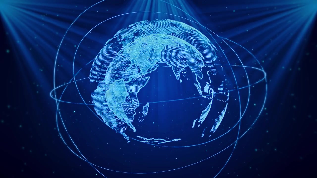 Digital global network rotating connection data connections worldwide big data cloud earth animation