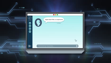 animación de todo el texto, los iconos y el procesamiento de datos en la pantalla