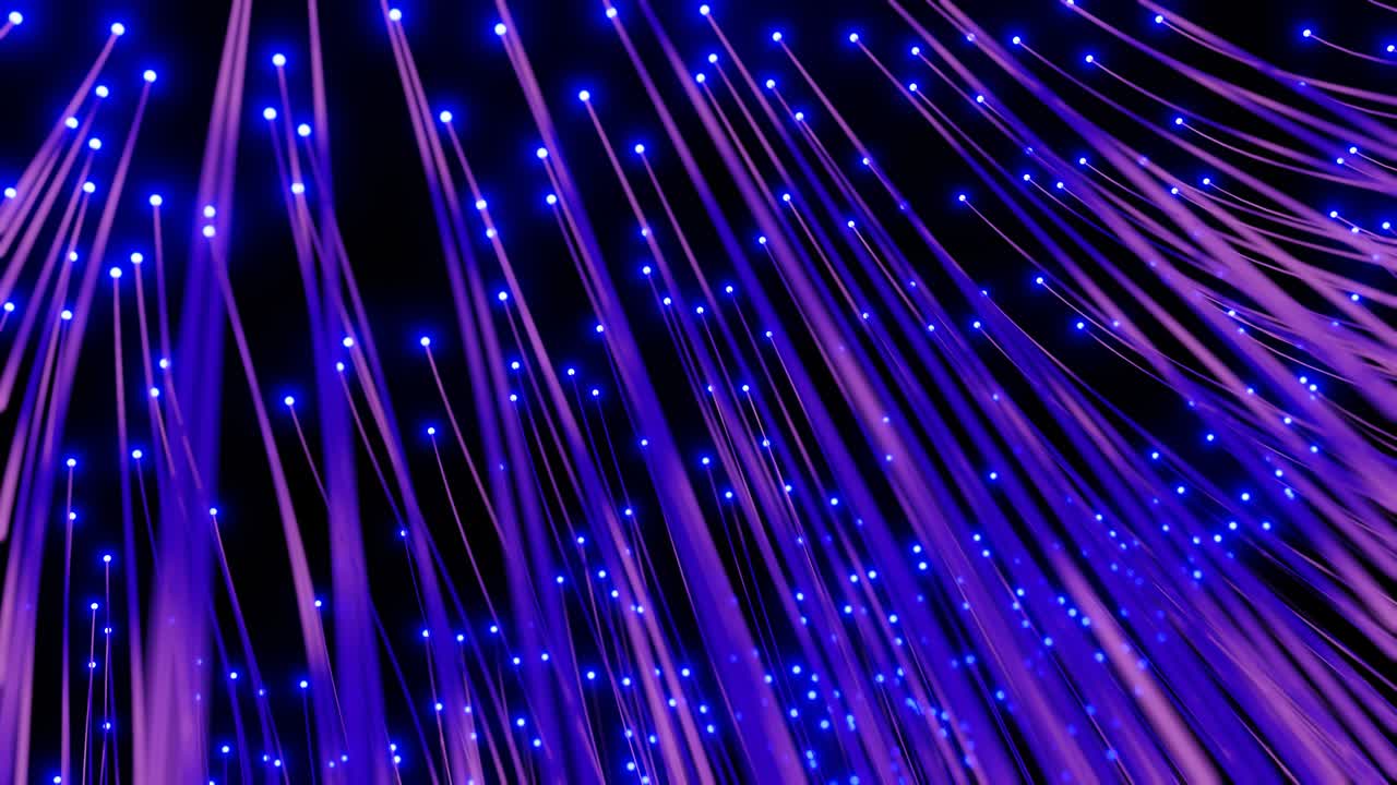 bucle sin costura tecnología abstracta de fondo vawing montón de fibras ópticas