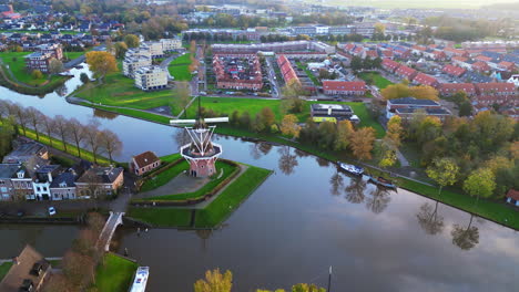 aerial view: windmill at dokkum, friesland, the netherlands