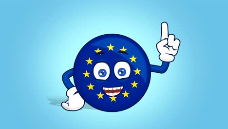 cartoon european union icon flag think and idea with face animation