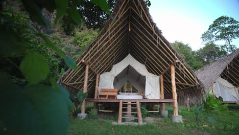 luxury glamping hut front view