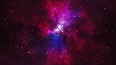 animación de bucle sin costuras 4k 3d del espacio exterior. vuelo espacial a una hermosa nebulosa de nube oscura en el espacio profundo. fondo de bucle de exploración espacial del universo con partículas de polvo púrpura azul concepto de nebulosa.