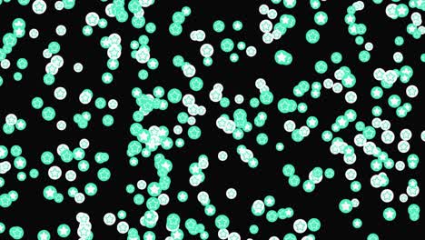 flying up balls with stars. animation. rising up colored balls with star pattern on black background. moving up dots with sign of stars