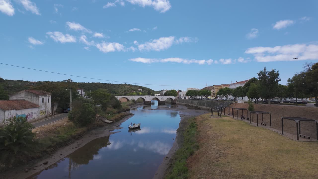 Scenic View of a River and Bridge in a Portuguese Town