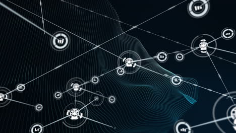 animation of network of connections of user icons on black background