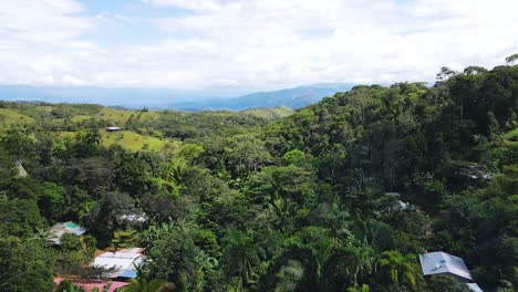 aerial drone shot of the hills and mountains in the buenos aires district of puntarenas, costa rica