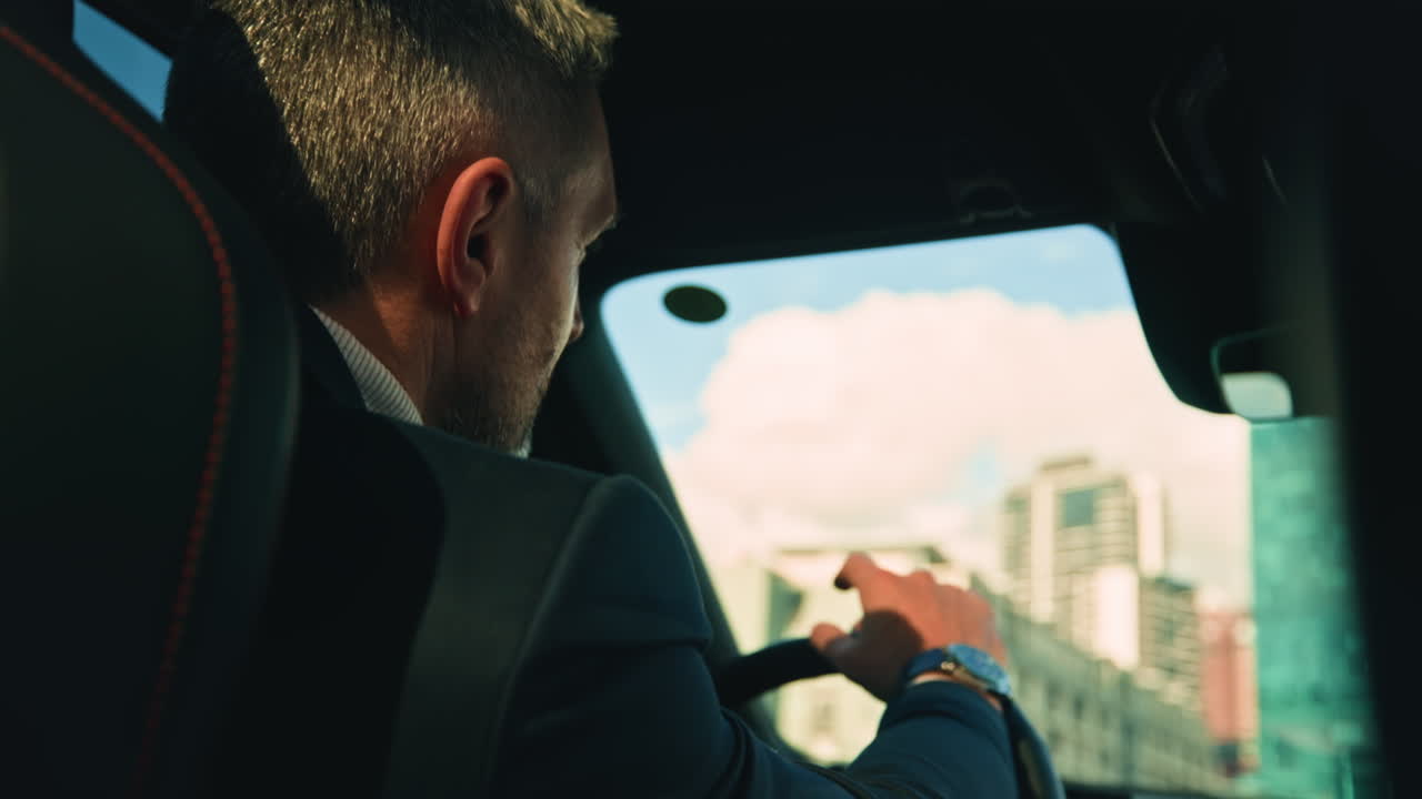 Man driving in the city