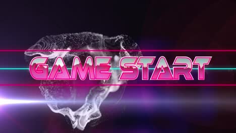 Animation-of-game-start-text-over-glowing-neon-lines-and-particles