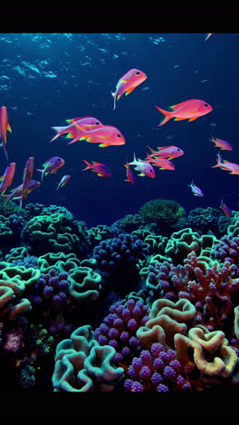 vibrant coral reef with pink fish