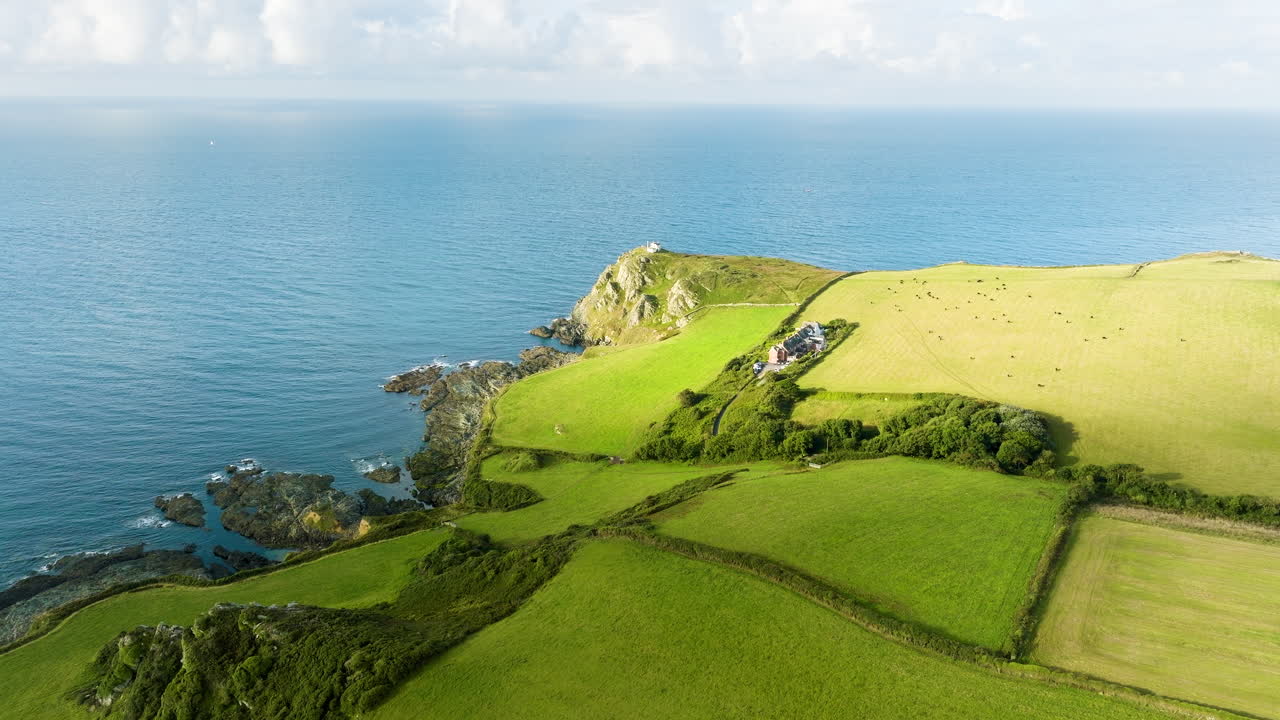 Coastal Landscape with Lighthouse and Farmland