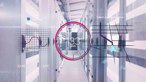 animación de la carga de la batería procesamiento de datos digitales a través de servidores informáticos