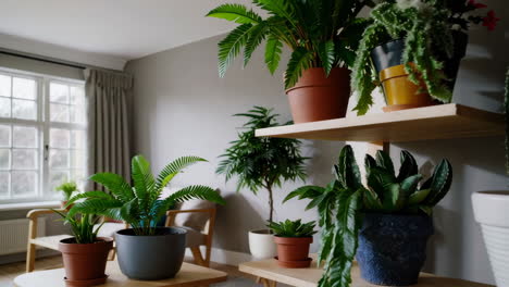 potted houseplants in a bright and cozy living room