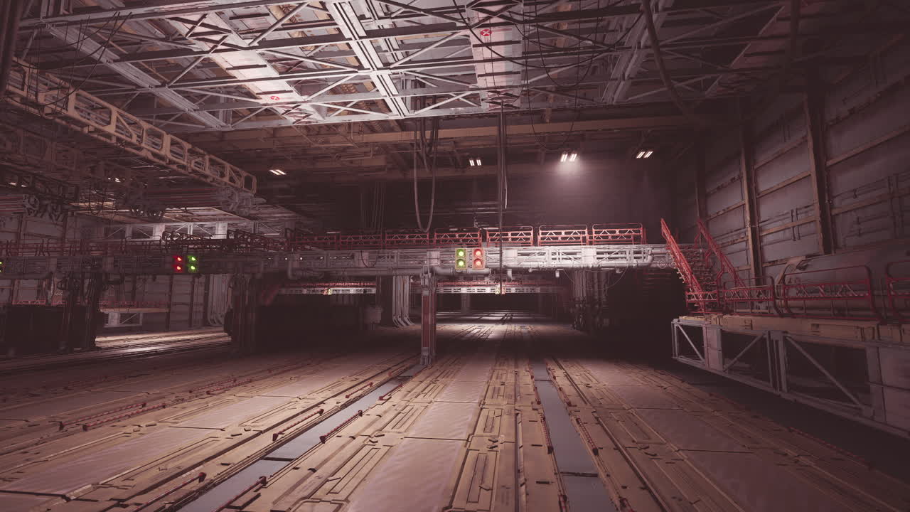 Cargo operations at a large space station terminal during quiet hours