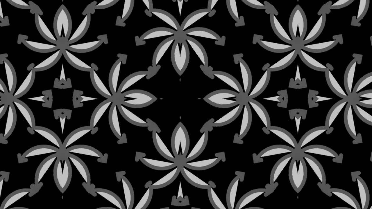 Graphic pattern in black and white with stroboscopic and hypnotic effect, while increasing in size and then reducing it.