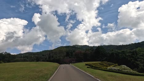 traveling down a peaceful rural road