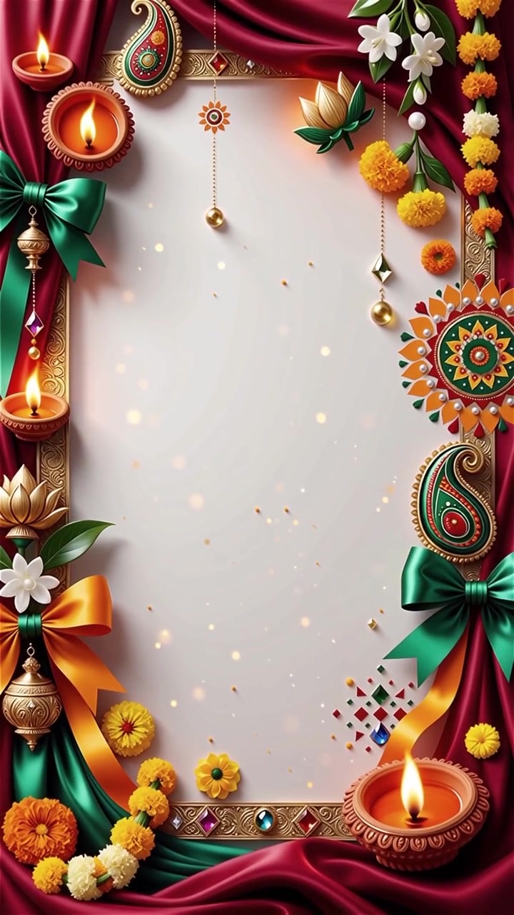 Sfondo del Festival Diwali con lanterne e decorazioni tradizionali Diyas.