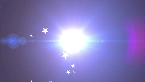 bright light with stars animation shining over dark blue background