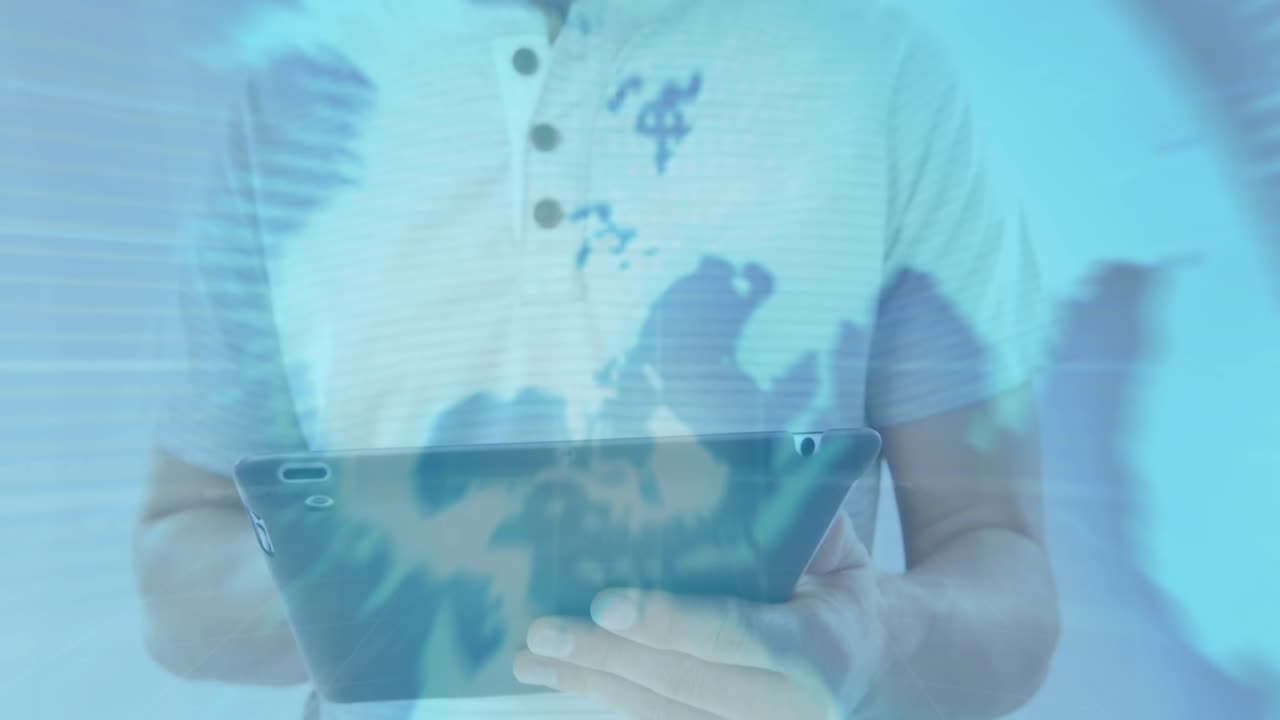 스 ⁇  스캐닝과 태블릿을 사용하여 사람 위의 데이터 처리와 함께 화면의 애니메이션