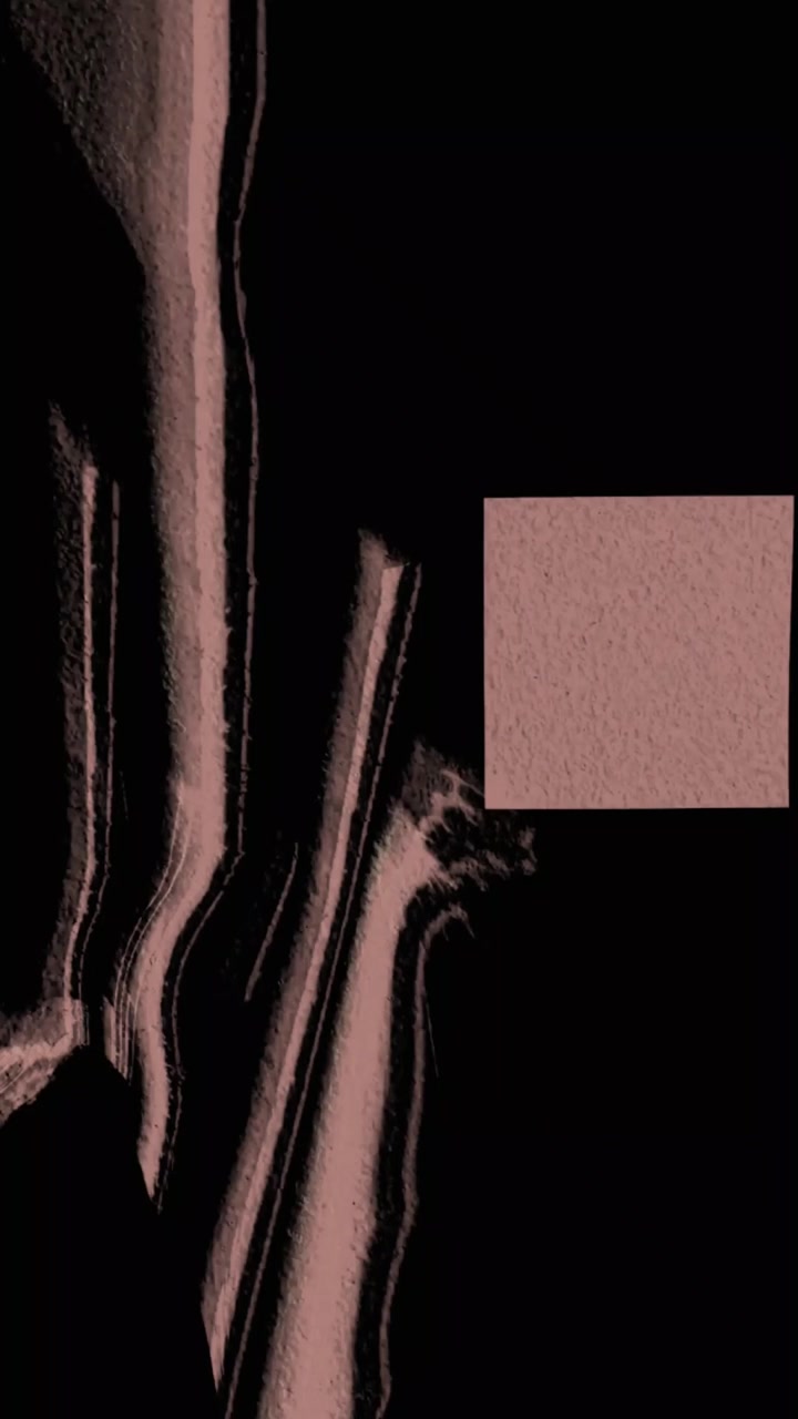 Transição de Glitch Abstrata com Formas Geométricas Rosas em Fundo Preto