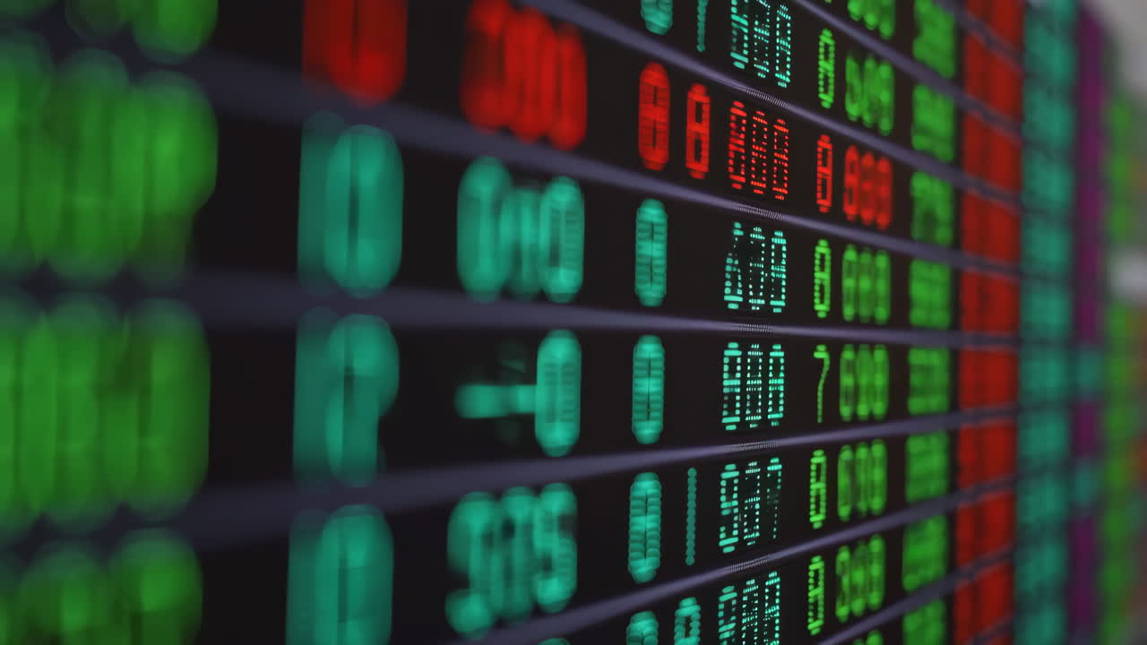 Close-up of a Digital Stock Market Display Board