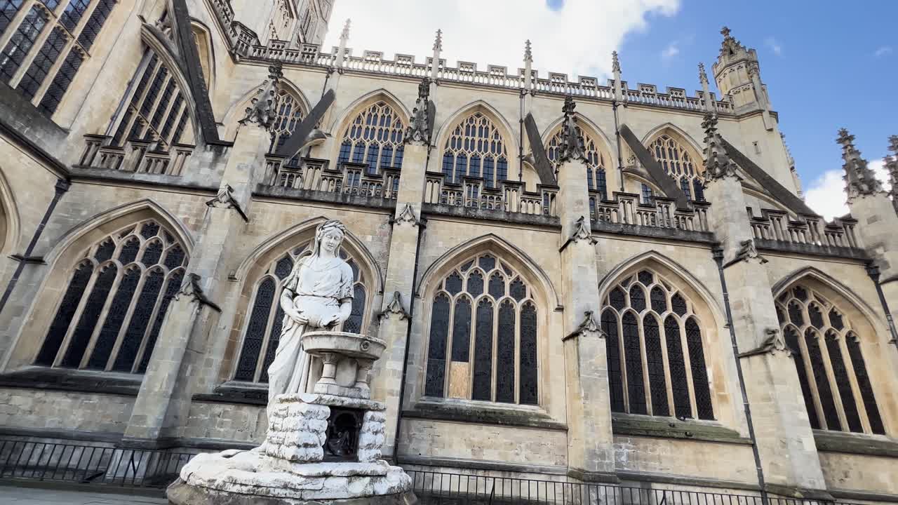 Bath Abbey Exterior The Rebecca Fountain Statue