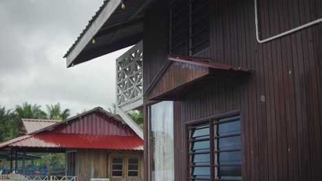 shot view of homestay roof detail in rompin pahang malaysia
