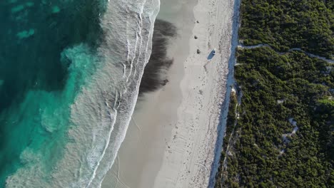 Vehicle-driving-on-sandy-beach-in-Australia-during-sunny-day