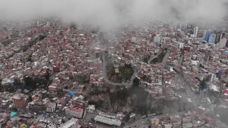 cloud aerial flight toward mirador killi killi viewpoint in la paz