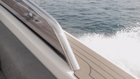 slowmotion of the van dutch boat design, and the water in focus, ibiza, spain