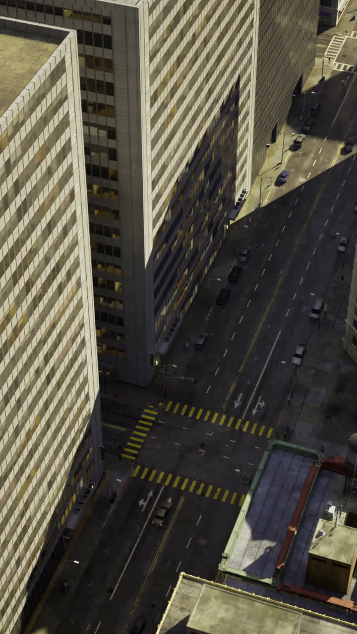 Urban rooftop perspective showcasing busy streets and city architecture