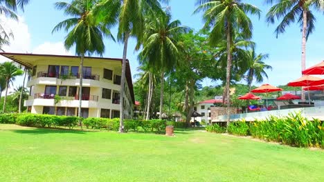 fabuloso complejo de lujo con palmeras de coco y rayos de sol en langkawi malasia