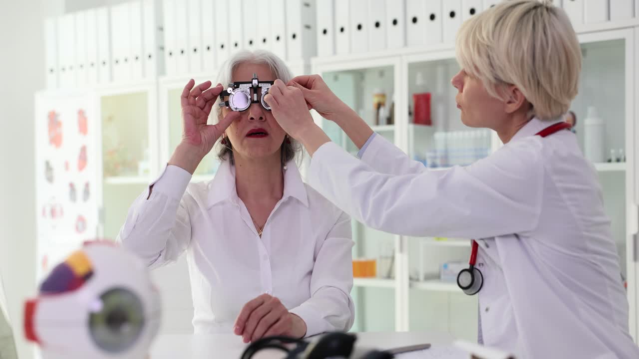 Senior Woman Receiving an Eye Exam from an Optometrist