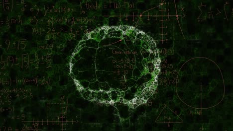 animation of human brain over mathematics formulas and geometry angles on black background