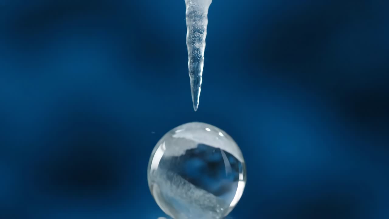Close-up of Icicles and Water Droplets