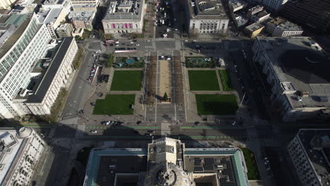 San-Francisco-CA-USA,-Aerial-View-of-Civic-Center-Plaza,-City-Hall-and-Government-Buildings-on-Sunny-Day