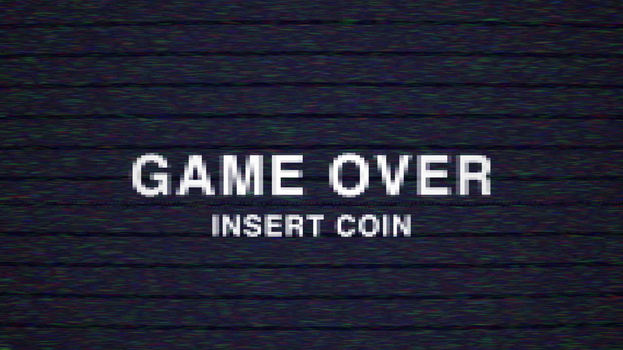 Animated Game Over Insert Coin 80s Retro Text with TV Effects 4K