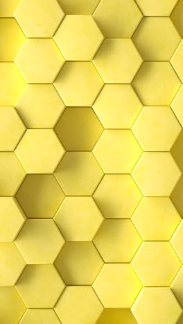 abstract background of pulsing hexagons in wall. 3d loop vertical